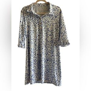 Ana Claire Active Blue and Gray Animal Print Dress SPF 50 Sz L